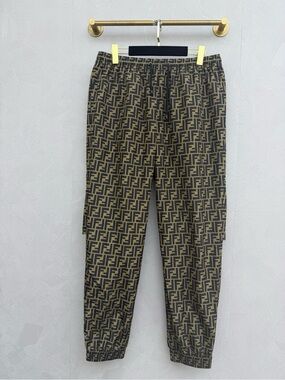 🚩steal Fendi Brown Monogram Logo Jogger Pants